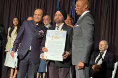 New York Mayor Eric Adams awarding APS President Gary S Sikka